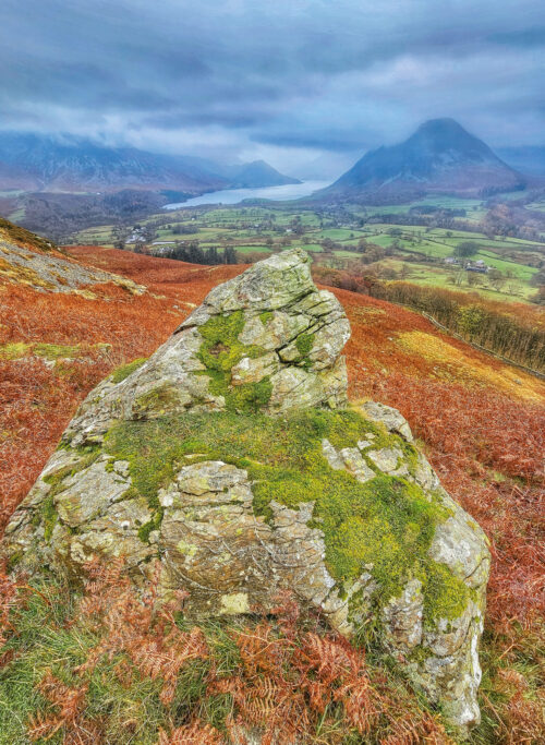 J Mcf View from slopes of Low Fell over Crummock valley Lake District